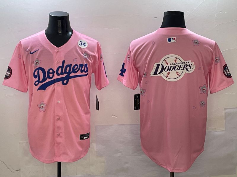 Men Los Angeles Dodgers Blank Pink Sakura Edition 2025 Nike MLB Jersey style 28->los angeles dodgers->MLB Jersey